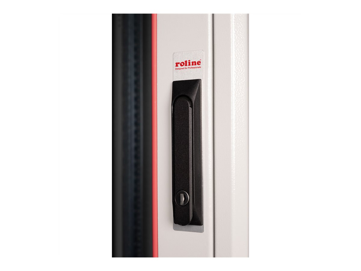 ROLINE 19-Zoll Netzwerkschrank Basic 22 HE, 800x800 BxT Glastür grau