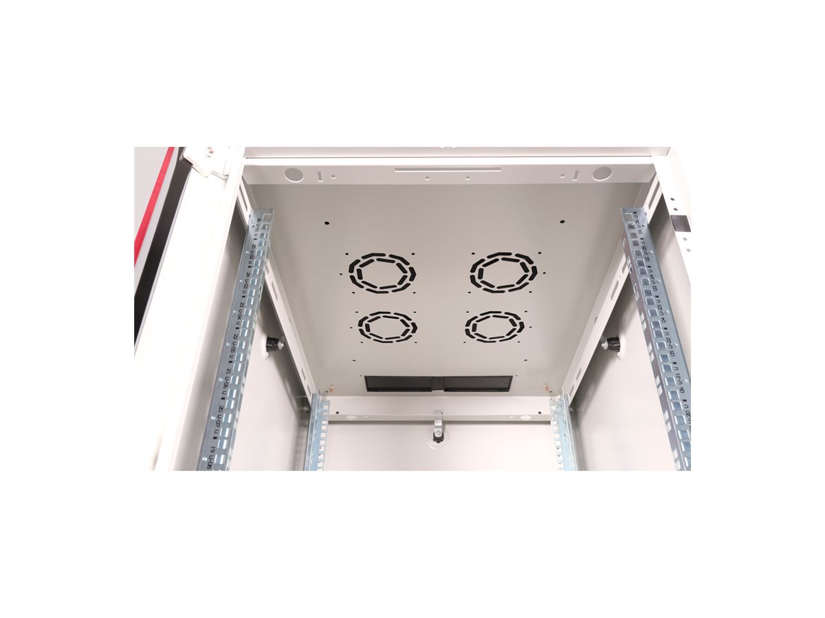 ROLINE 19-Zoll Netzwerkschrank Basic 26 HE, 600x800 BxT Glastür grau