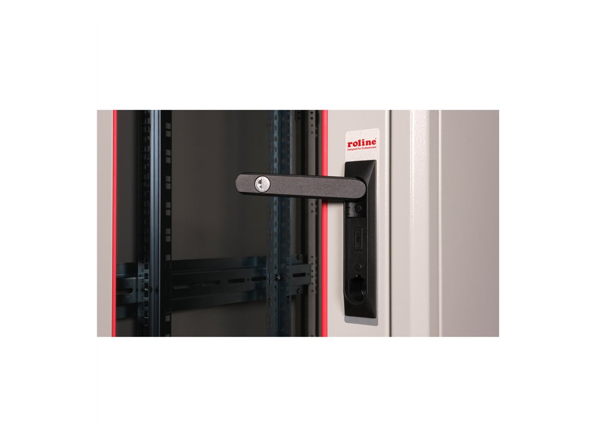 ROLINE 19-Zoll Netzwerkschrank Basic 32 HE, 600x600 BxT Glastür grau