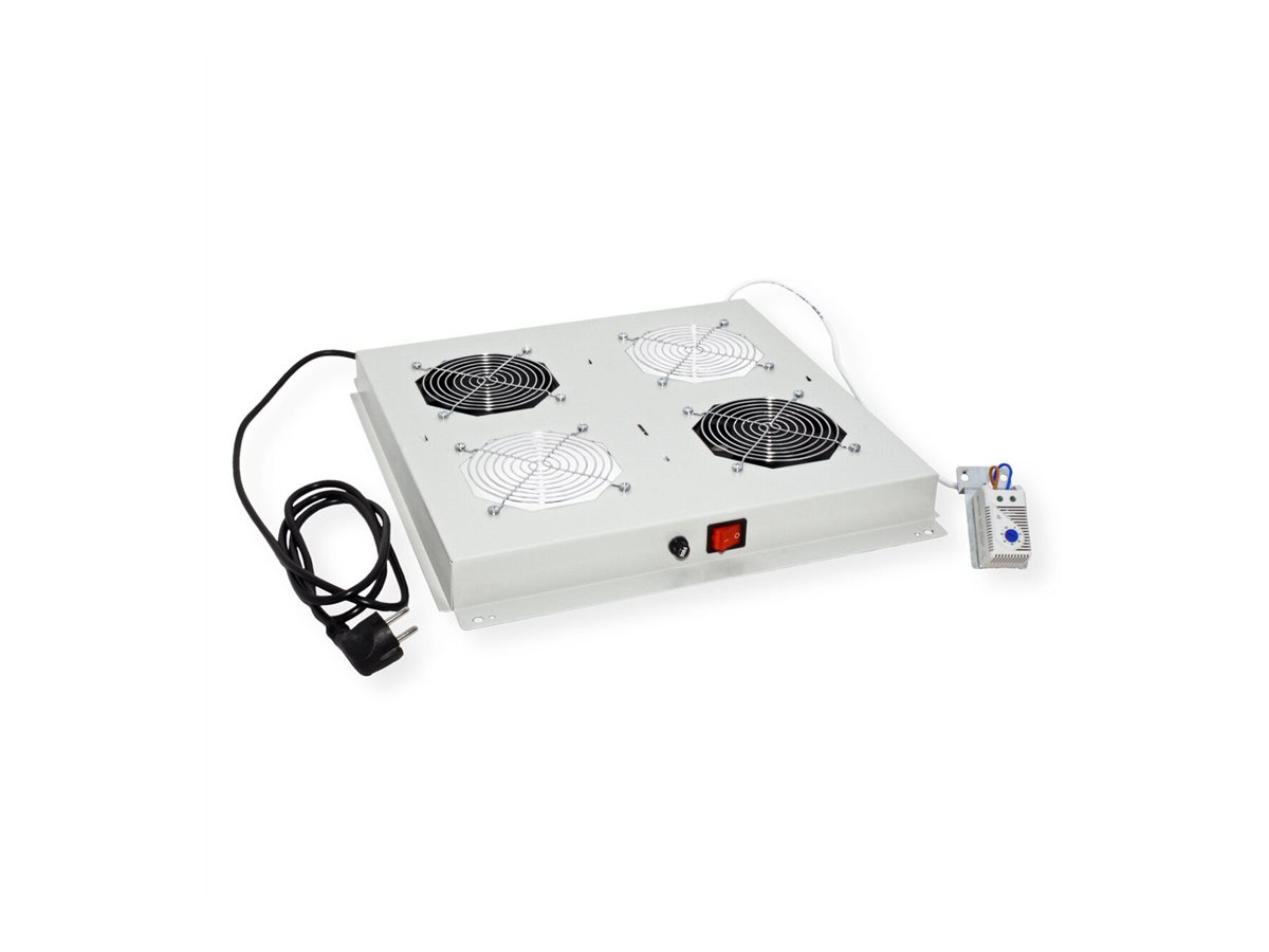 ROLINE 19-Zoll Dachlüftereinheit 2 Lüfter, Thermostat , grau