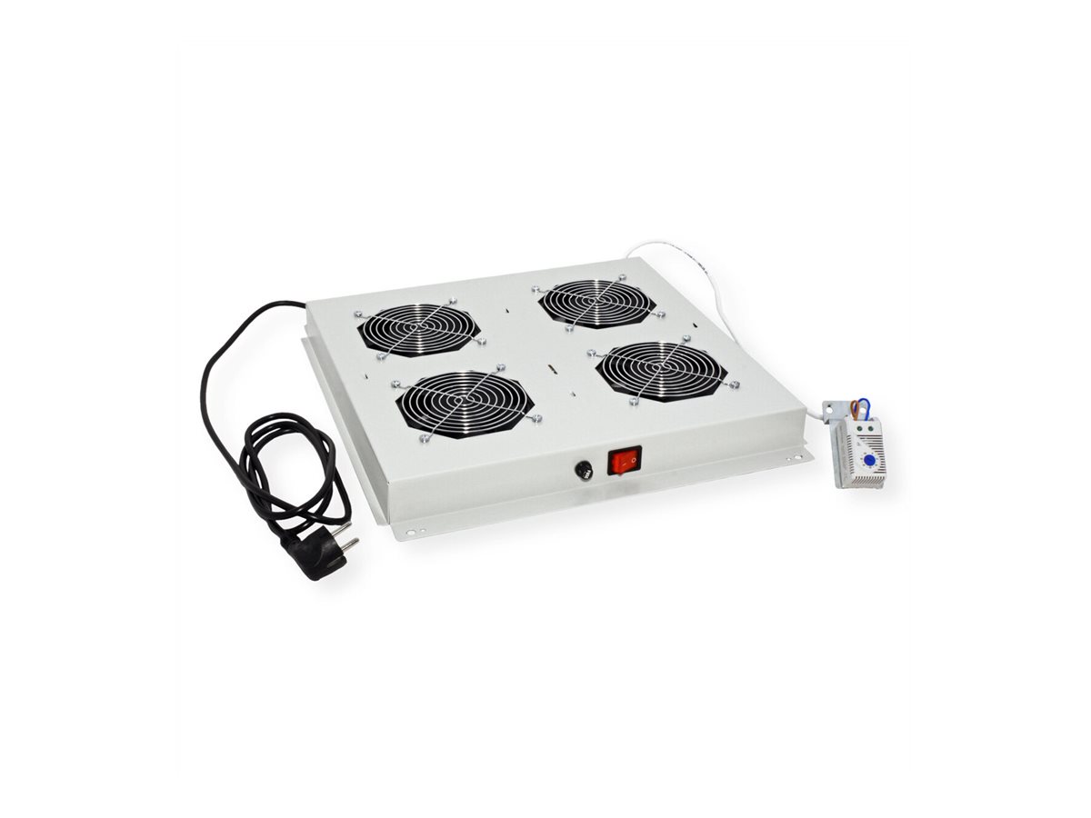 ROLINE 19-Zoll Dachlüftereinheit 4 Lüfter, Thermostat , grau