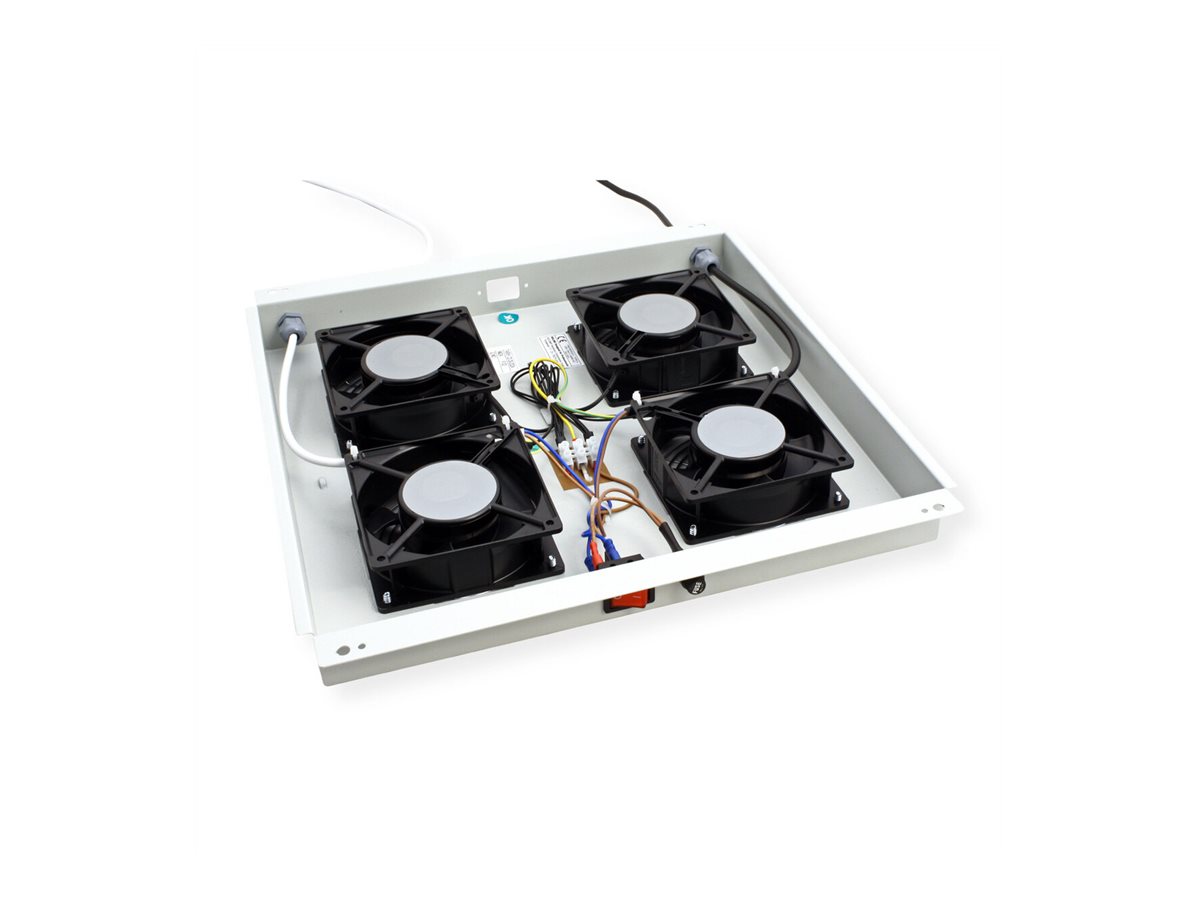 ROLINE 19-Zoll Dachlüftereinheit 4 Lüfter, Thermostat , grau