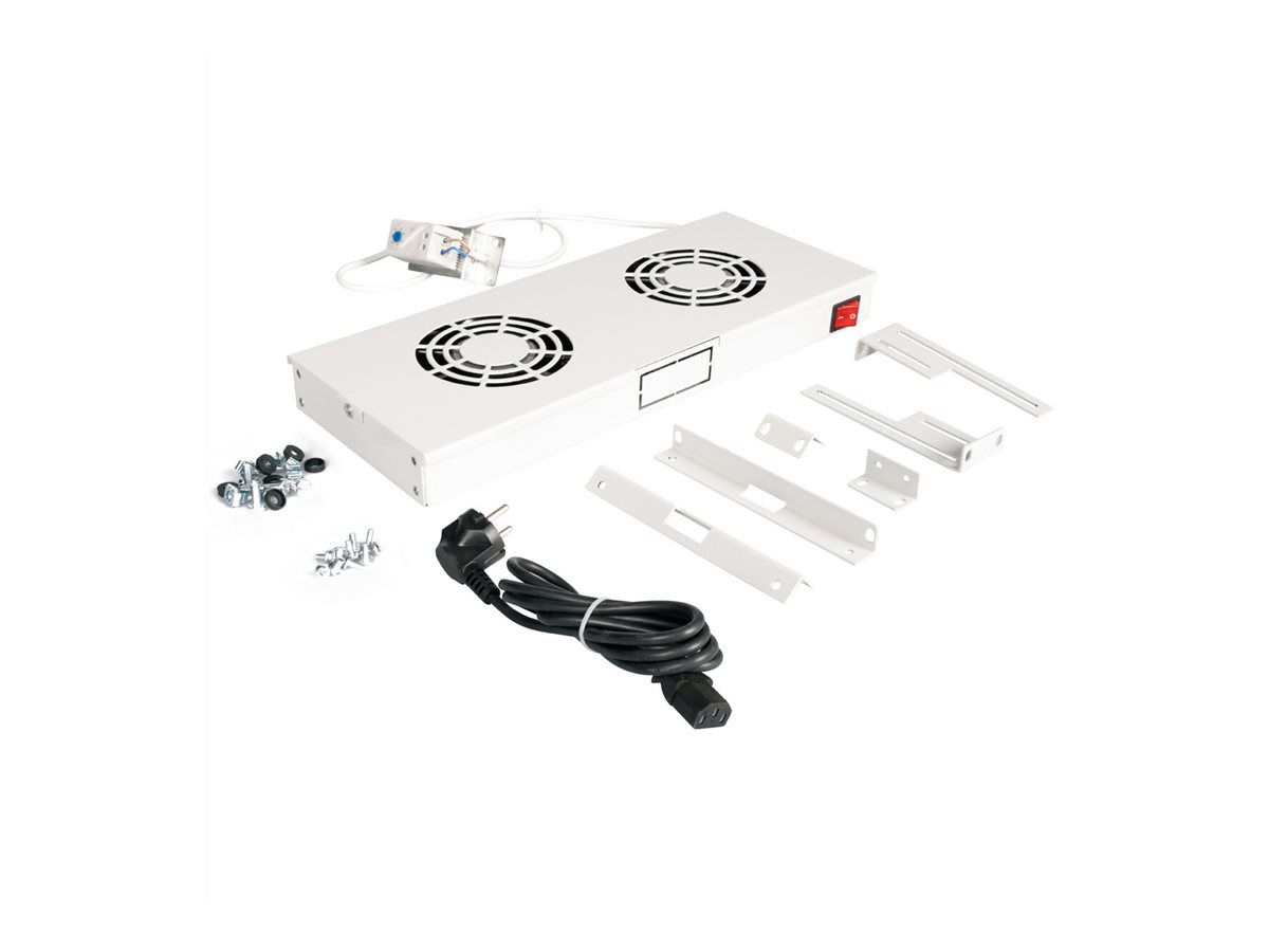 ROLINE 19-Zoll Lüftereinheit 2 Lüfter, Thermostat grau