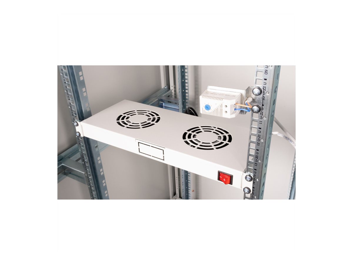 ROLINE 19-Zoll Lüftereinheit 2 Lüfter, Thermostat grau