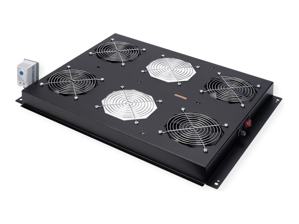 ROLINE 19-Zoll Dachlüftereinheit 4 Lüfter, Thermostat für Serverschrank schwarz