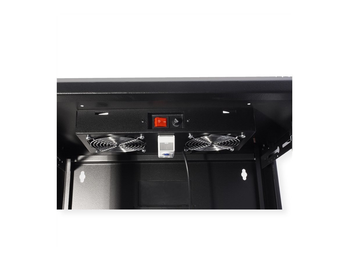 ROLINE Lüftereinheit 2 Lüfter, für 19-Zoll Wandgehäuse schwarz, Thermostat