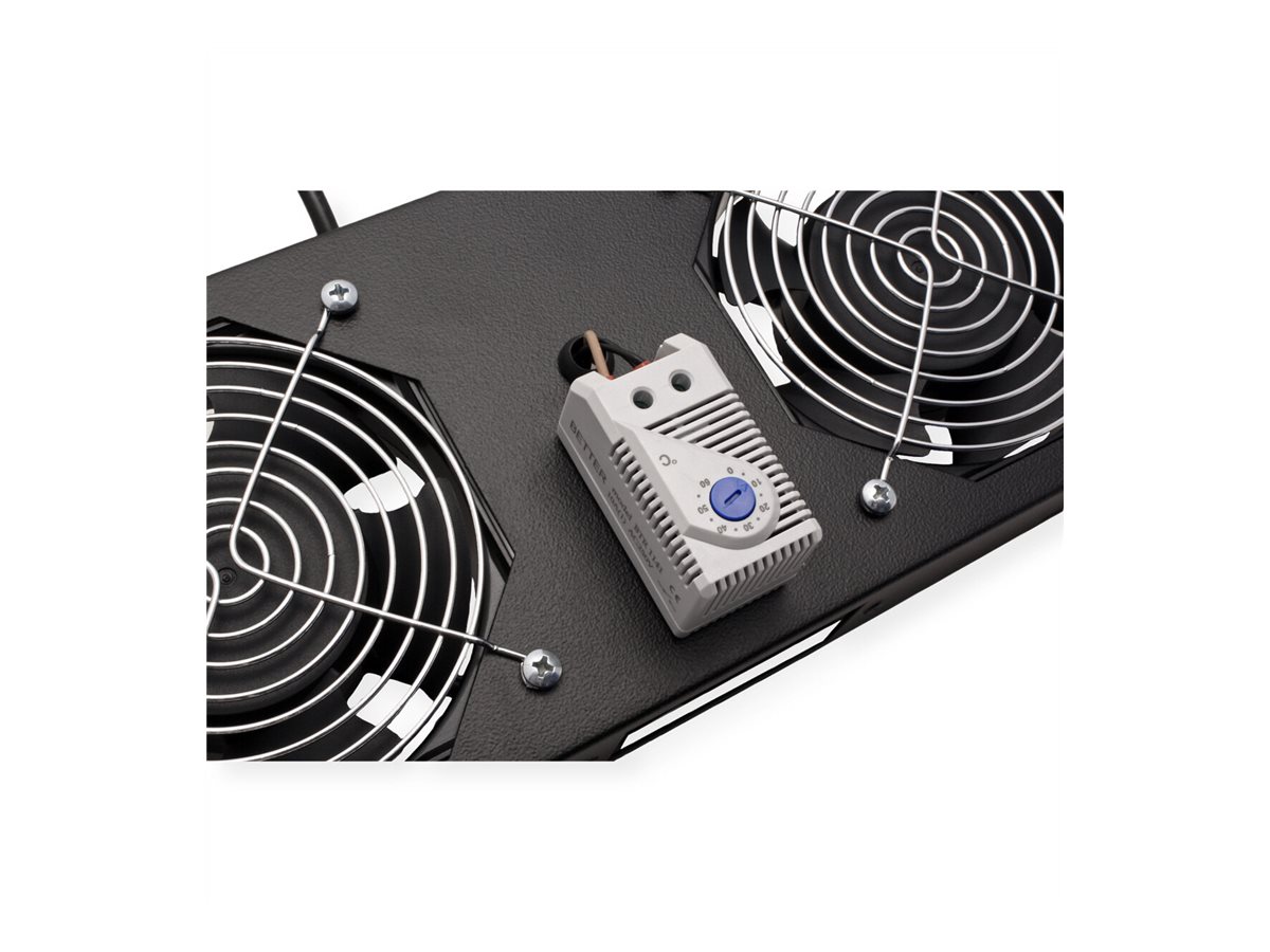 ROLINE Lüftereinheit 2 Lüfter, für 19-Zoll Wandgehäuse schwarz, Thermostat