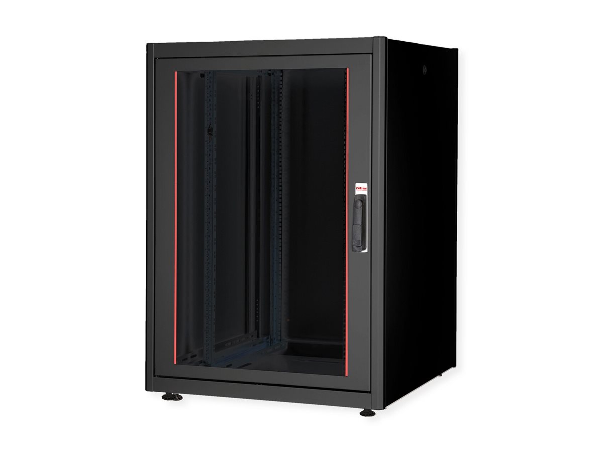 ROLINE 19-Zoll Netzwerkschrank Basic 22 HE, 800x800 BxT Glastür schwarz
