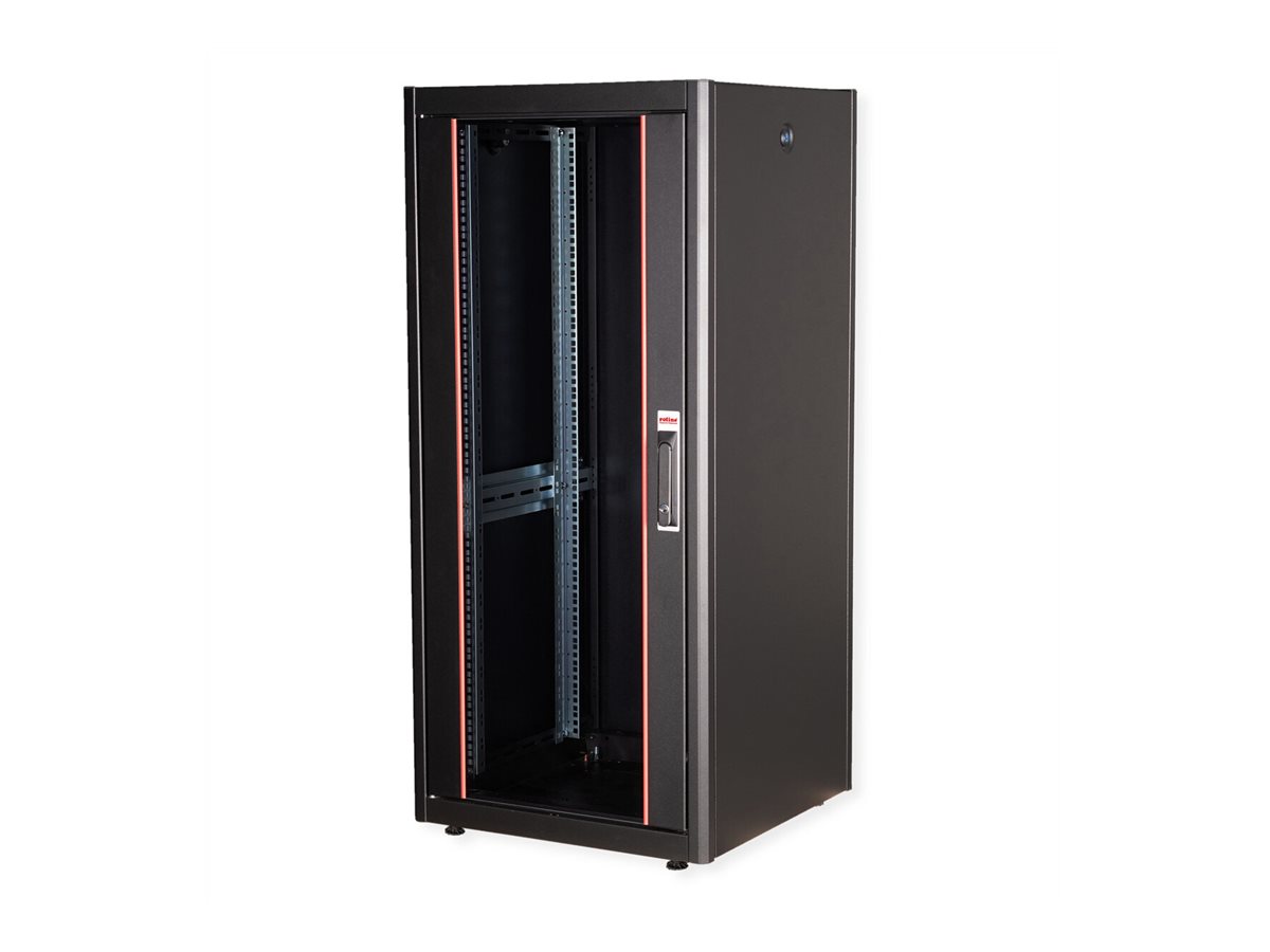ROLINE 19-Zoll Netzwerkschrank Basic 26 HE, 600x600 BxT Glastür schwarz