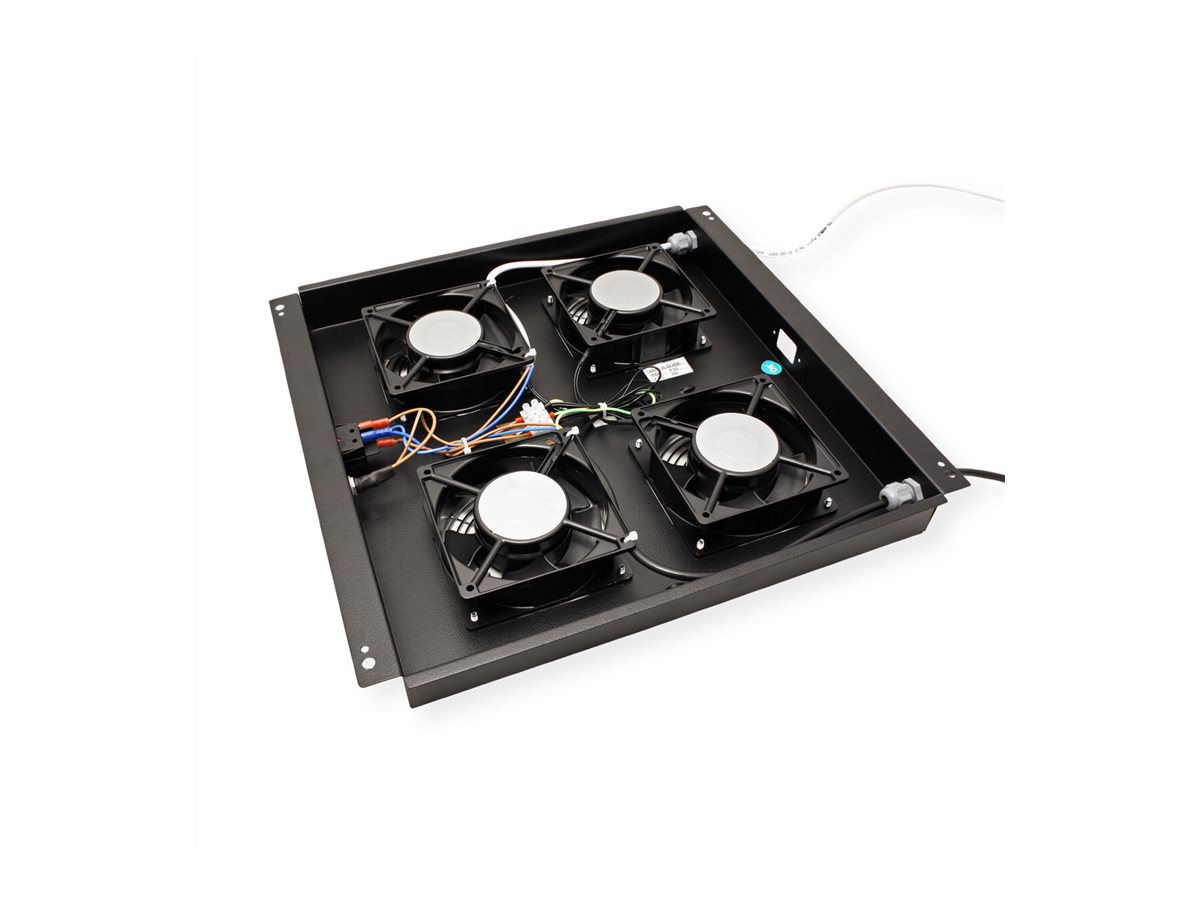 ROLINE 19-Zoll Dachlüftereinheit 4 Lüfter, Thermostat , schwarz