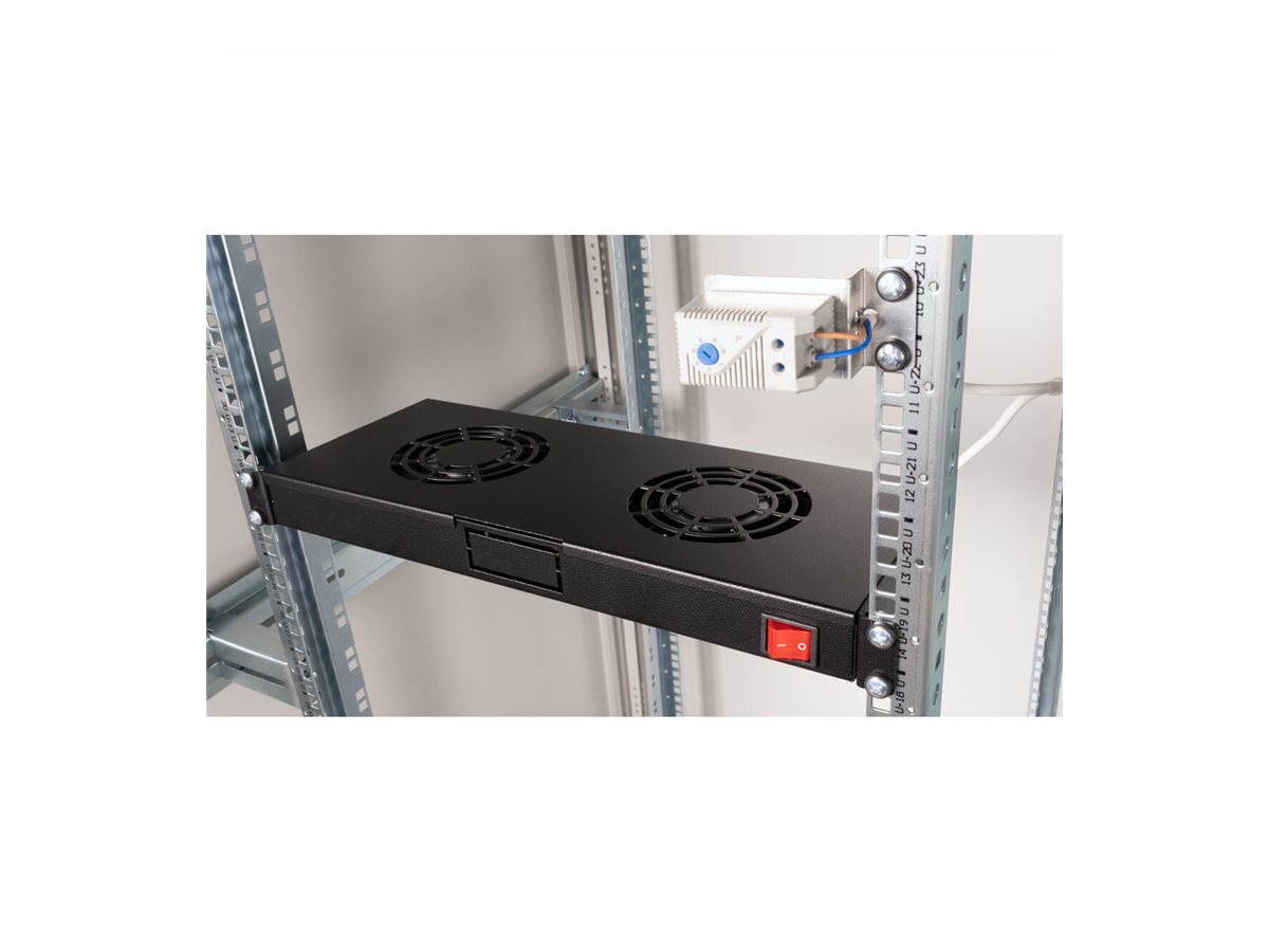 ROLINE 19-Zoll Lüftereinheit 2 Lüfter, Thermostat schwarz