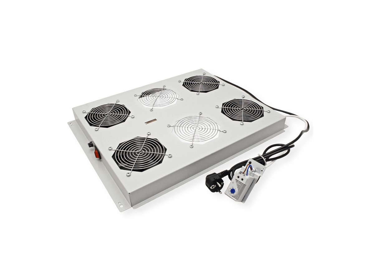 ROLINE 19-Zoll Dachlüftereinheit 4 Lüfter, Thermostat für Serverschrank grau