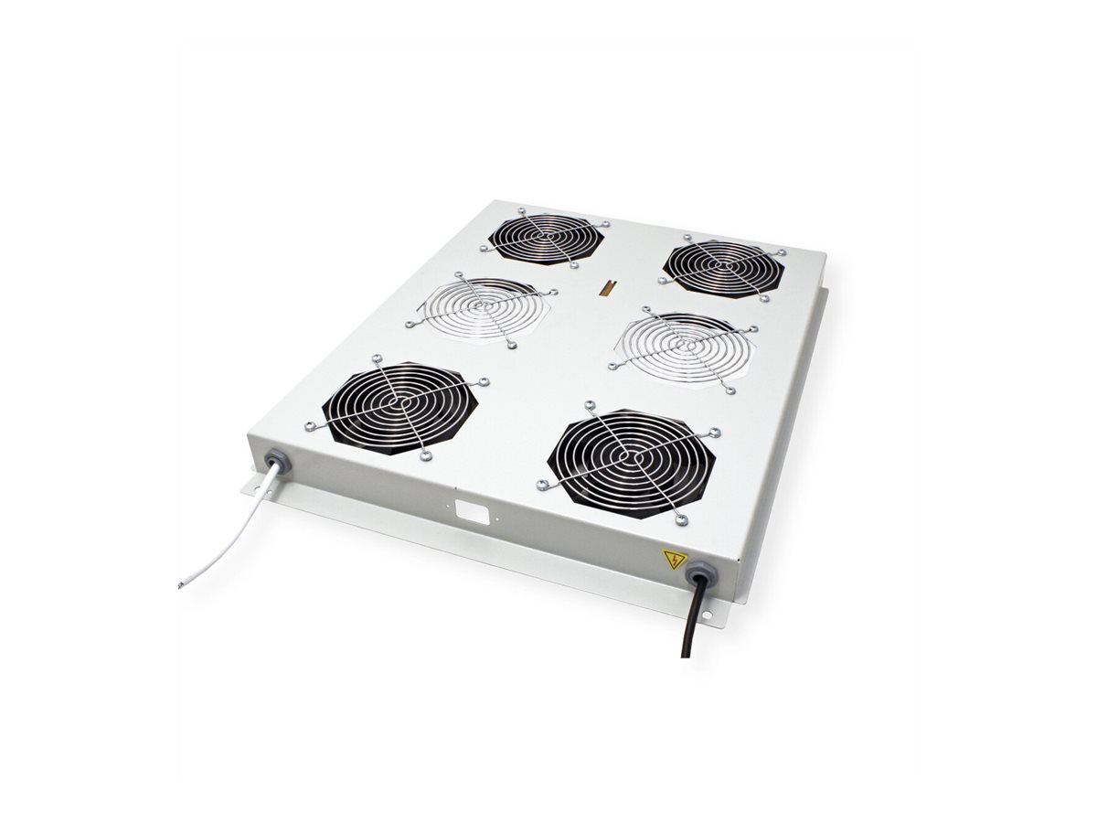 ROLINE 19-Zoll Dachlüftereinheit 4 Lüfter, Thermostat für Serverschrank grau