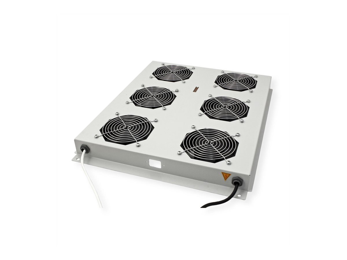 ROLINE 19-Zoll Dachlüftereinheit 6 Lüfter, Thermostat für Serverschrank grau