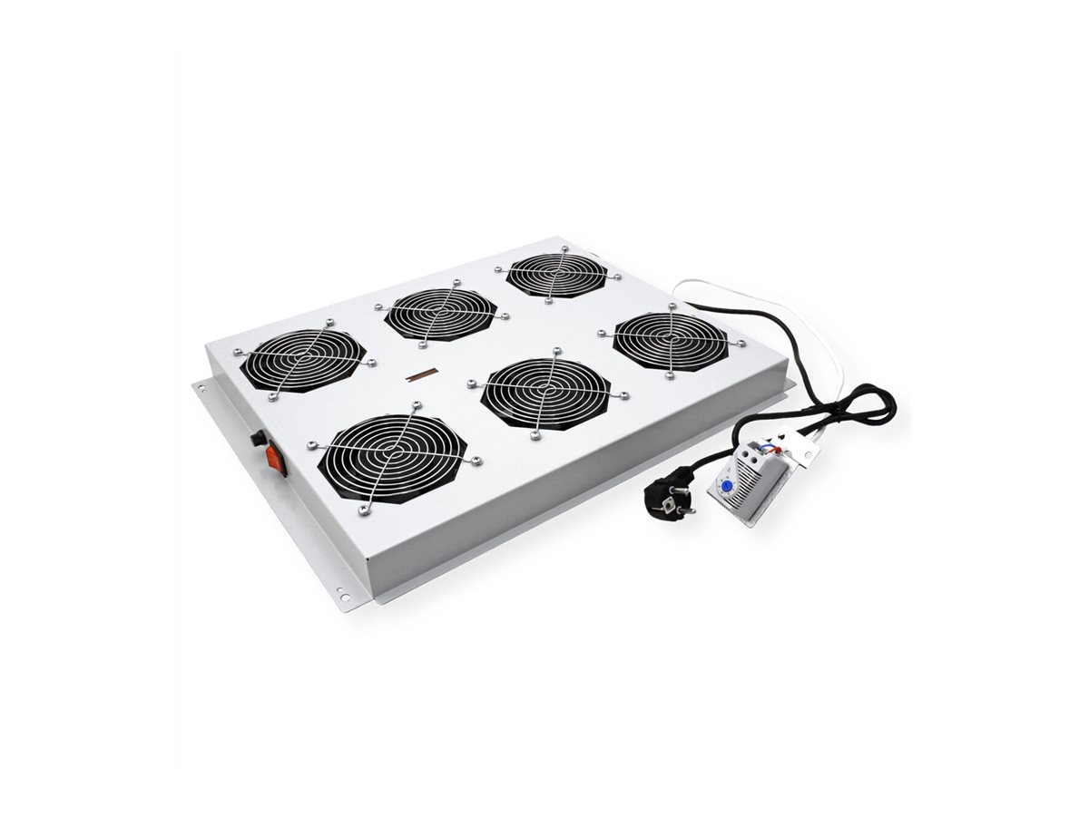 ROLINE 19-Zoll Dachlüftereinheit 6 Lüfter, Thermostat für Serverschrank grau