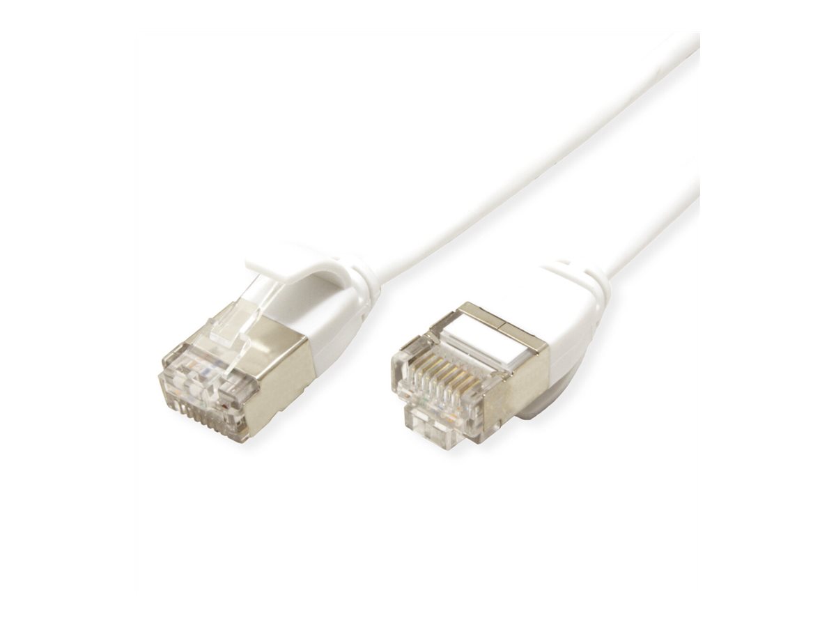 ROLINE U/FTP DataCenter Kabel Cat.7, LSOH, mit RJ45 Steckern (500 MHz / Class EA), slim, weiß, 5 m