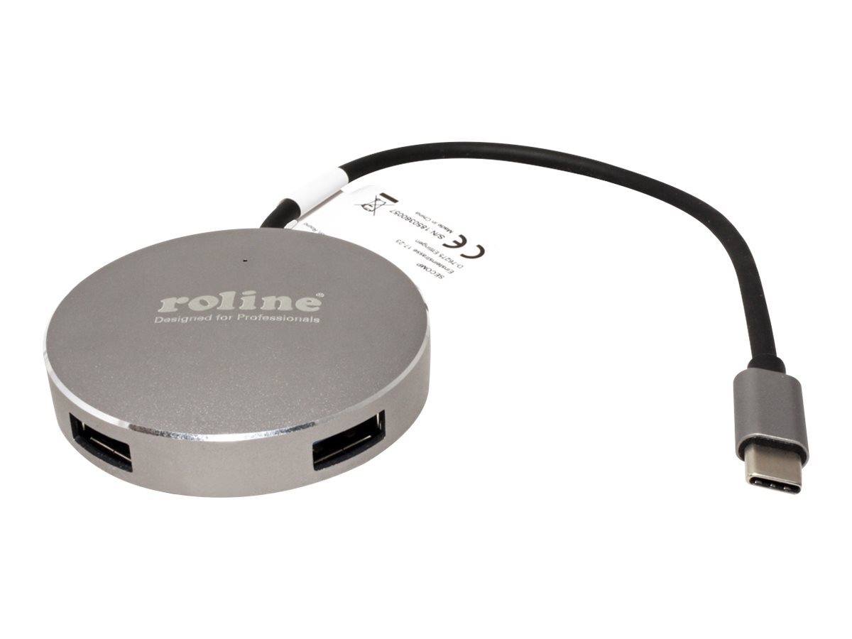 ROLINE USB 3.2 Gen 1 Hub, rund, 4fach, Typ C Anschlusskabel