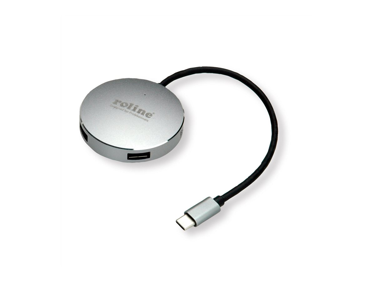 ROLINE USB 3.2 Gen 1 Hub, rund, 4fach, Typ C Anschlusskabel