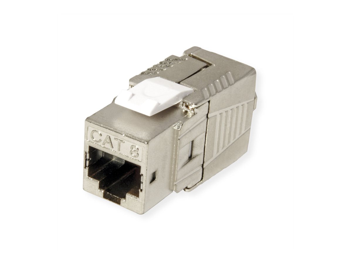 ROLINE Cat.8 (Class I) Keystone, geschirmt, werkzeuglos, silberfarben