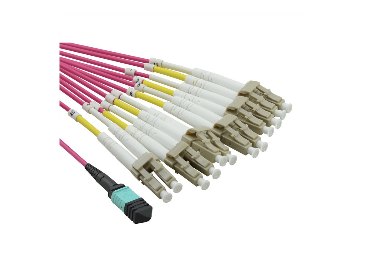 VALUE MPO-Fanout-Kabel 50/125µm OM4, MPO/12x LC, violett, 2 m