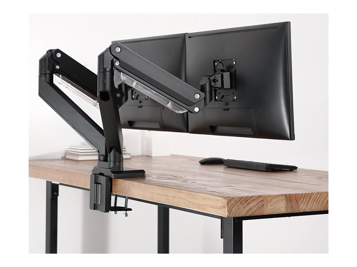 ROLINE LCD-Doppelarm, Tischmontage, Gasfeder, je 5 Gelenke, bis 35 Zoll, bis 2x 15 kg