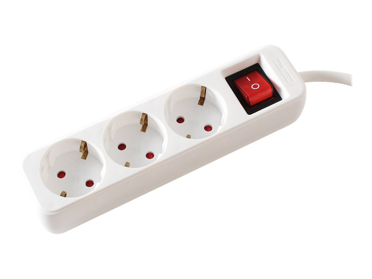 VALUE 3-fach Steckdosenleiste mit Schalter, weiß, 3 m