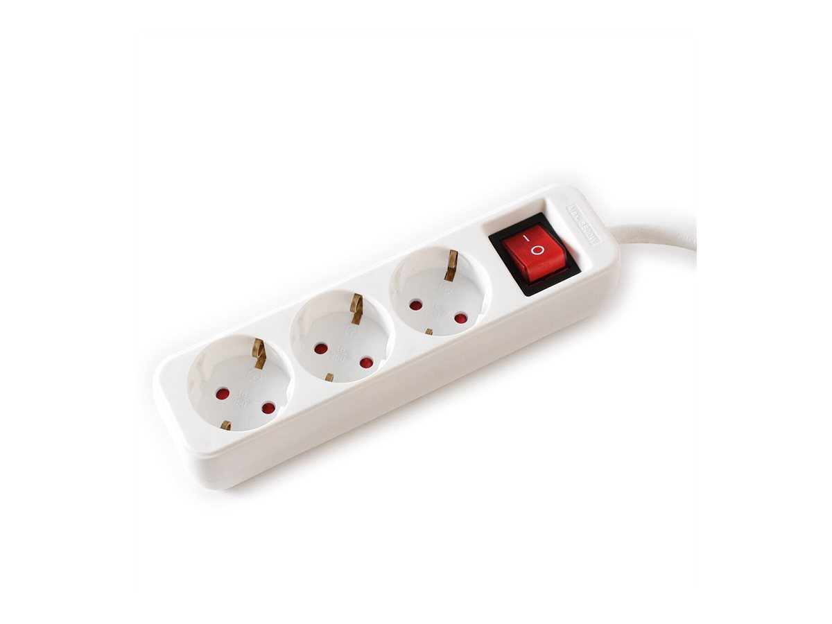 VALUE 3-fach Steckdosenleiste mit Schalter, weiß, 3 m
