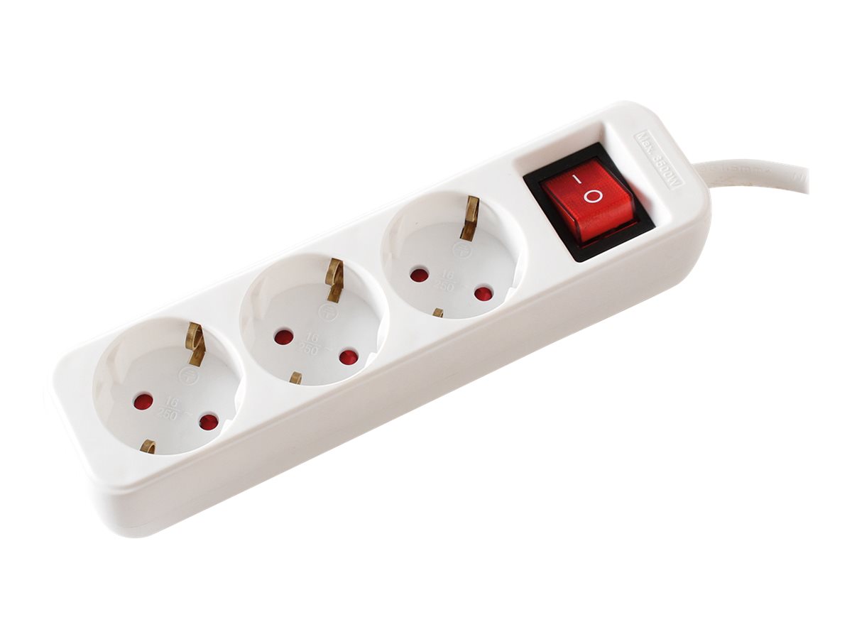 VALUE 3-fach Steckdosenleiste mit Schalter, weiß, 10 m