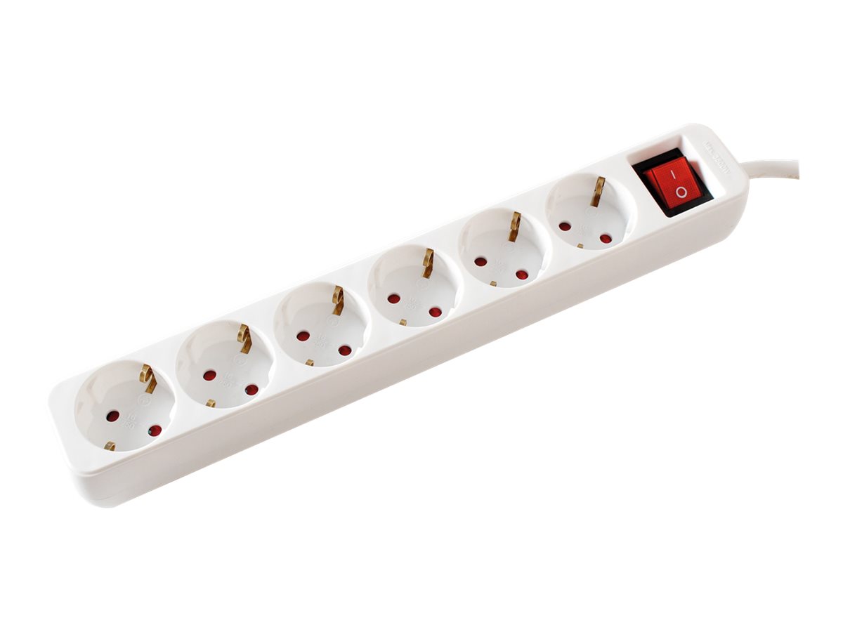 VALUE 6-fach Steckdosenleiste mit Schalter, weiß, 1,5 m