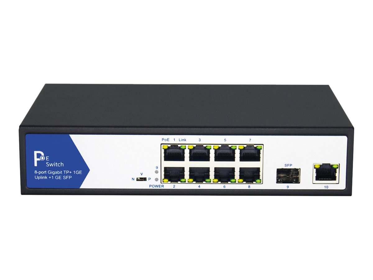 VALUE PoE+ Gigabit Ethernet Switch, 8+2 Uplink Ports (1x GbE, 1x SFP)