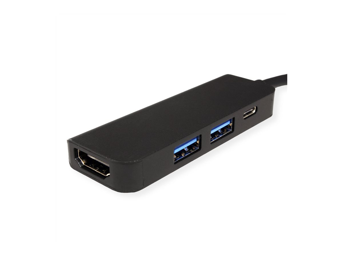 VALUE USB Typ C Dockingstation, HDMI 4K, 2x USB Typ A + Typ C PD