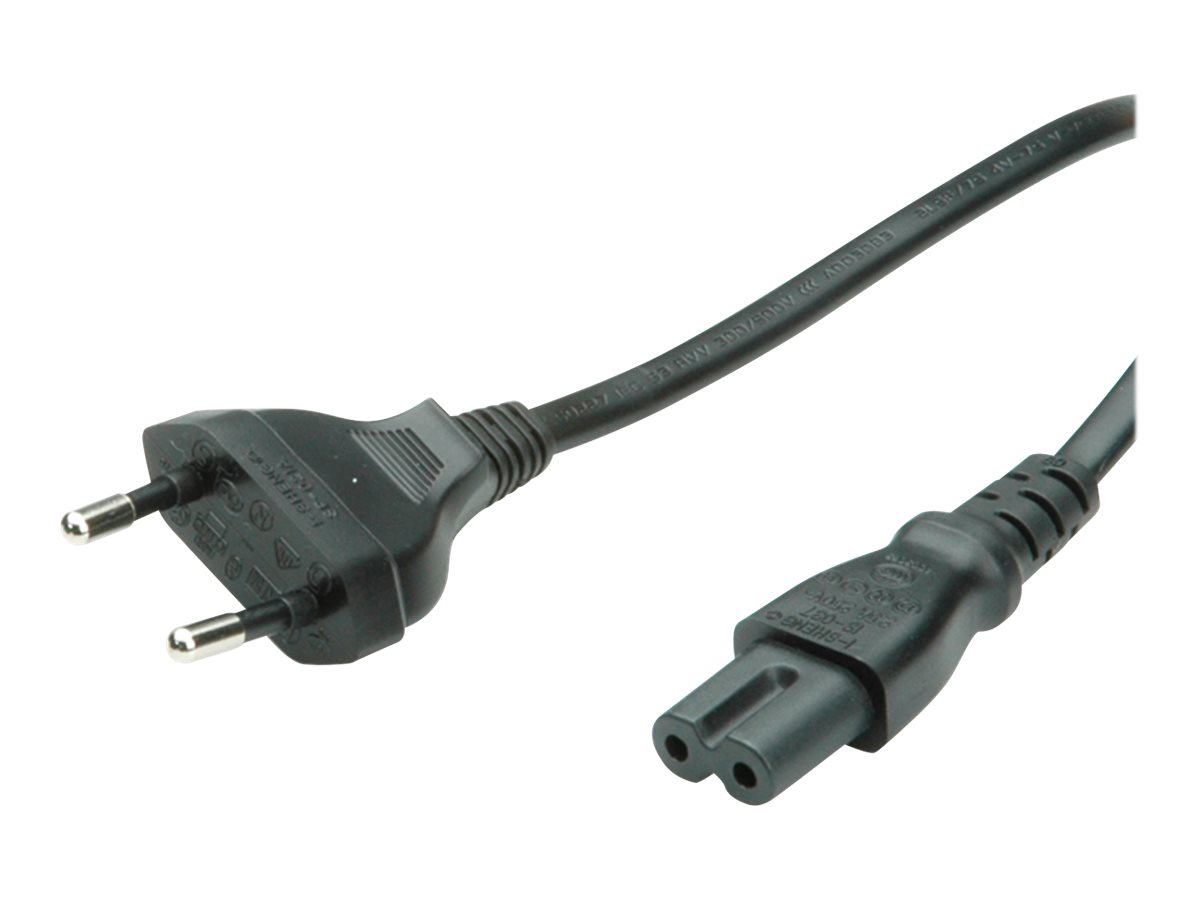 VALUE Netzkabel Euro-Flachstecker auf C7, 2polig, schwarz, 1 m