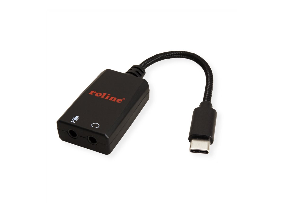 ROLINE Adapter USB Typ C - 2x 3,5mm Audio, ST/BU, 0,13 m