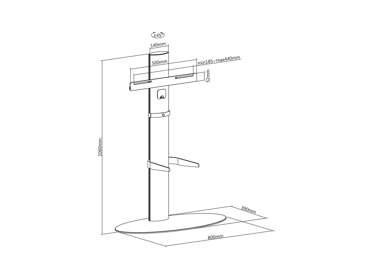 ROLINE LCD-/TV-Ständer, 32-55 Zoll, bis 40 kg, silberfarben
