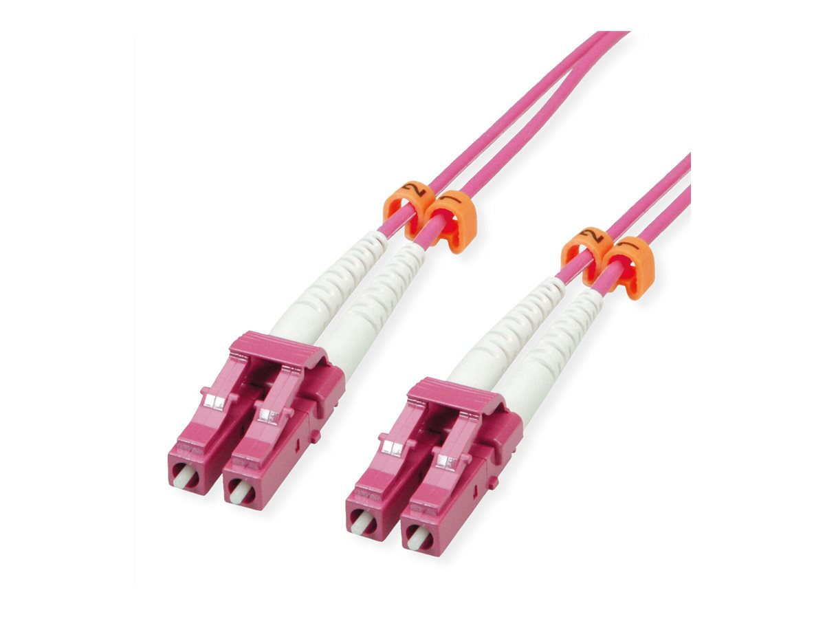 VALUE LWL-Kabel 50/125µm OM4, LC/LC, Low-Loss-Stecker, violett, 0,5 m