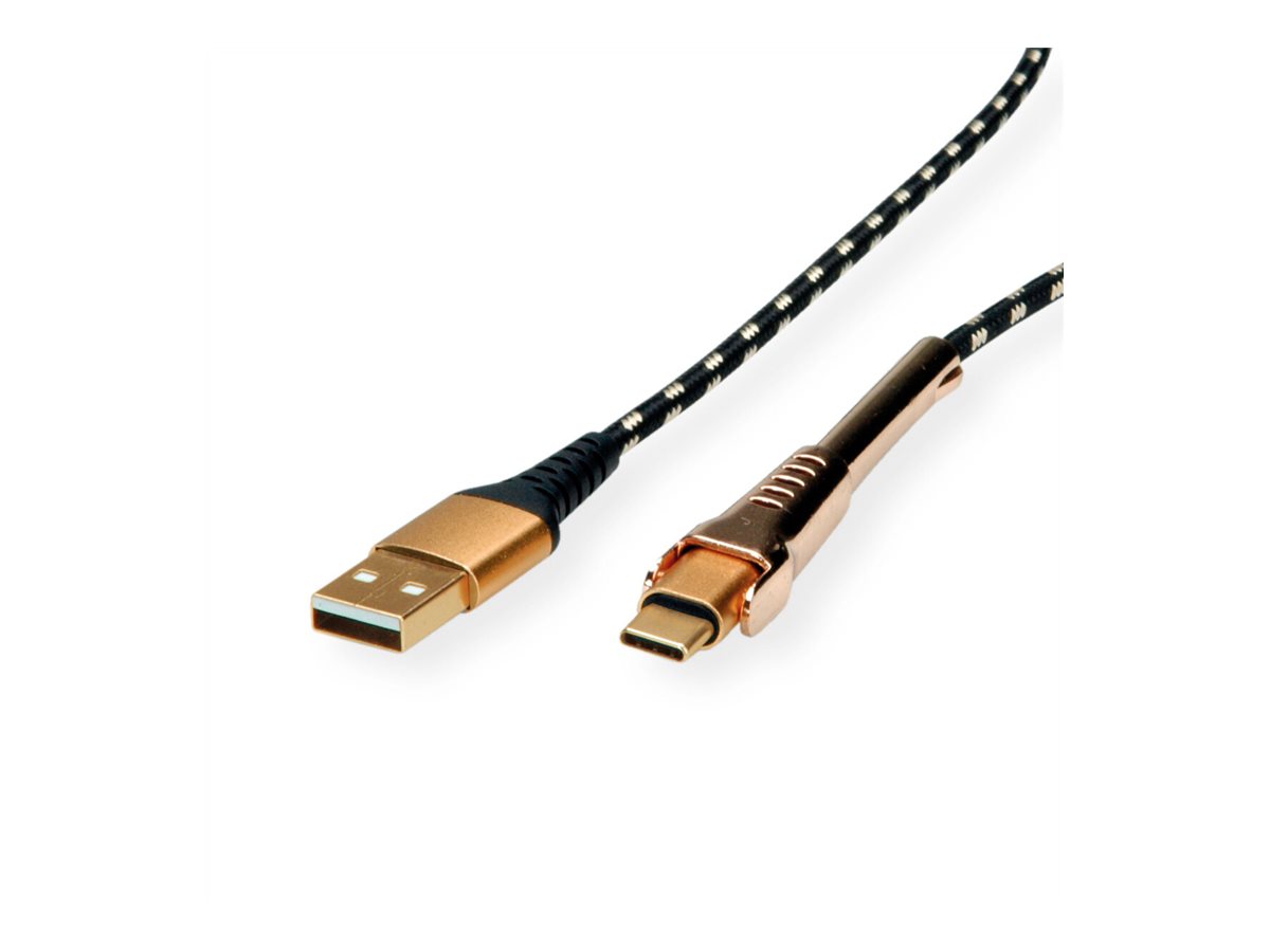 ROLINE GOLD USB 2.0 Sync- &, Ladekabel, USB-A/USB-C, Stütze, 1 m