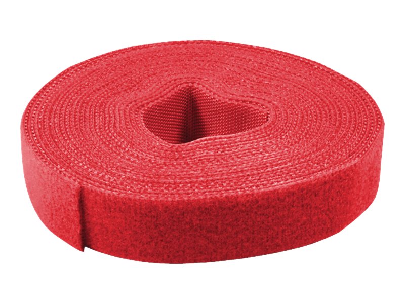 VALUE Klettband auf Rolle, 10mm, rot, 25 m
