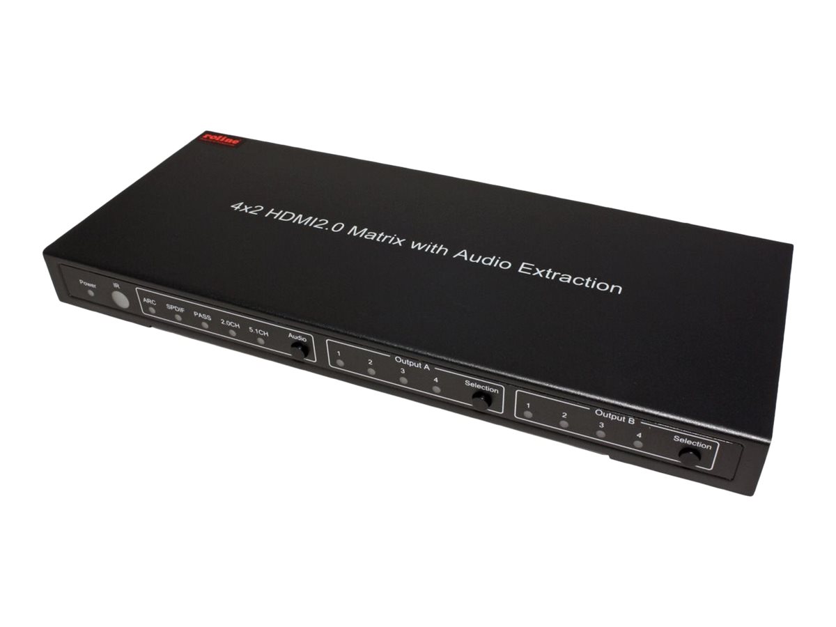 ROLINE 4K HDMI Matrix Switch, 4 x 2, mit Fernbedienung
