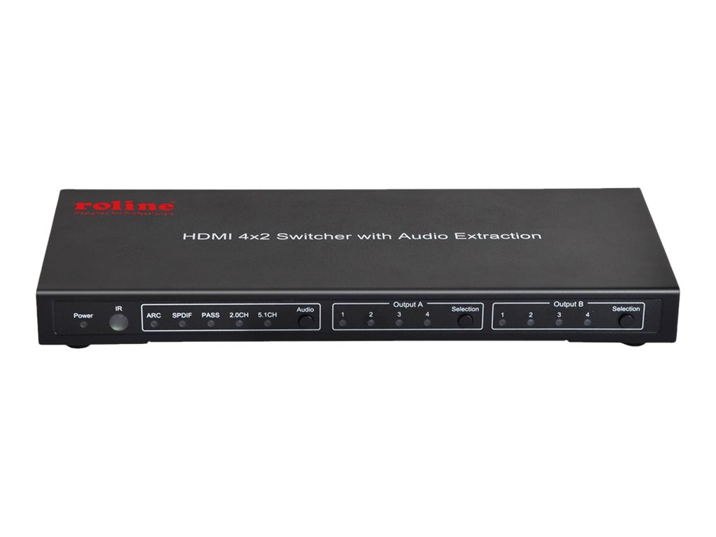 ROLINE 4K HDMI Matrix Switch, 4 x 2, mit Fernbedienung