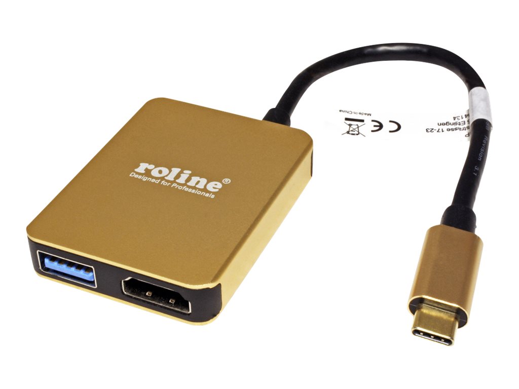 ROLINE GOLD USB Typ C Dockingstation, HDMI 4K, 2x USB 3.2 Gen 1, 1x PD