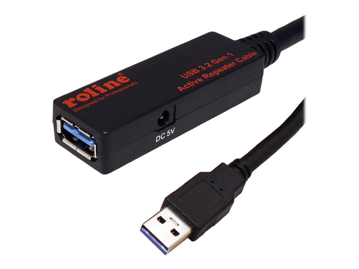 ROLINE USB 3.2 Gen 1 Aktives Repeater Kabel, schwarz, 10 m