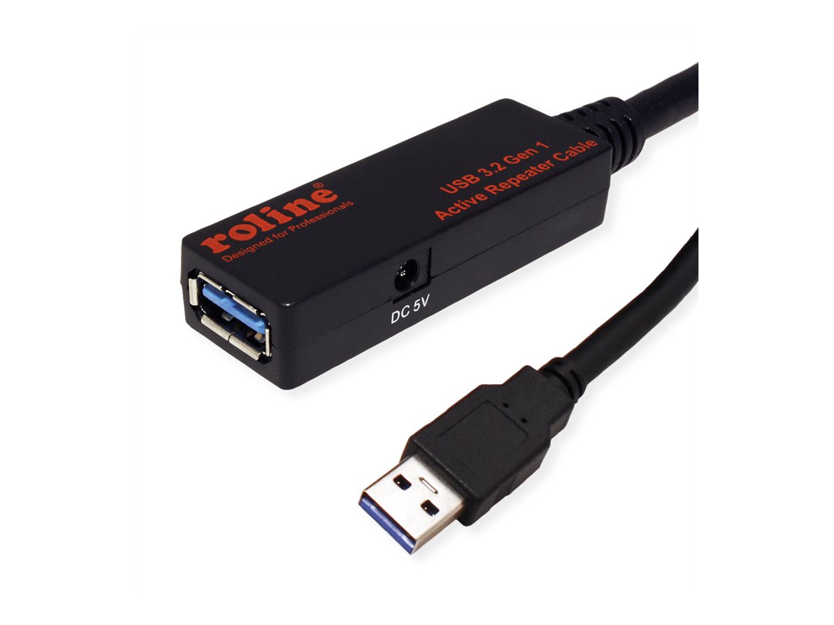 ROLINE USB 3.2 Gen 1 Aktives Repeater Kabel, schwarz, 10 m