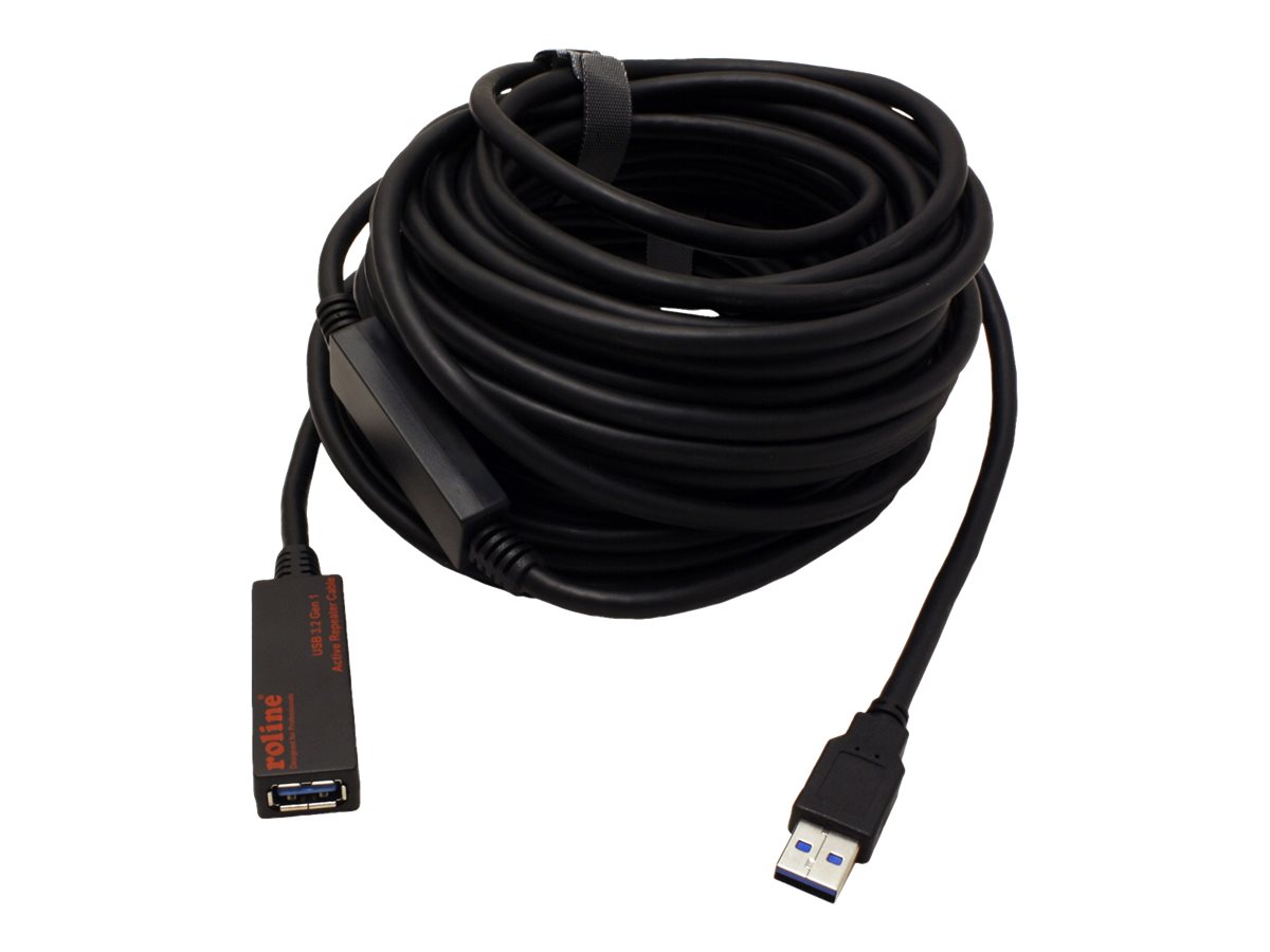 ROLINE USB 3.2 Gen 1 Aktives Repeater Kabel, schwarz, 15 m