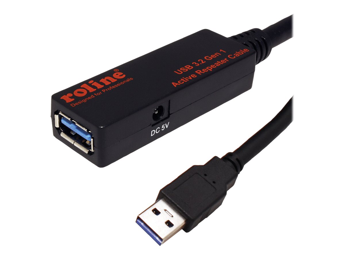 ROLINE USB 3.2 Gen 1 Aktives Repeater Kabel, schwarz, 20 m