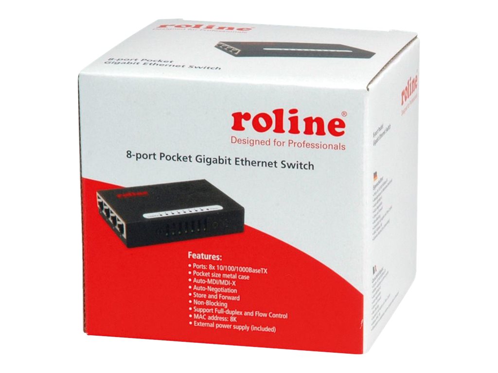 ROLINE Gigabit Ethernet Switch, Pocket, 8 Ports