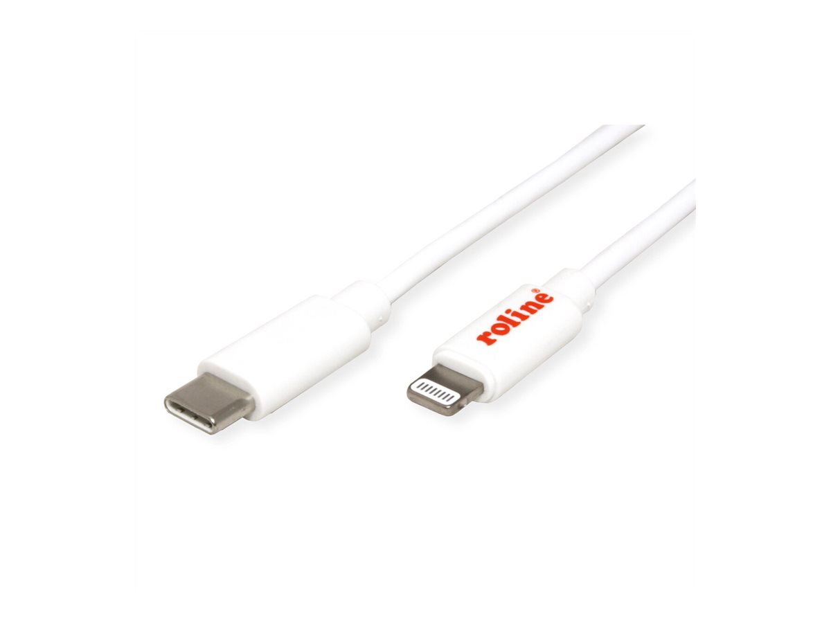ROLINE USB Sync- &, Ladekabel, Typ C / 8pin Connector, weiß, 1 m