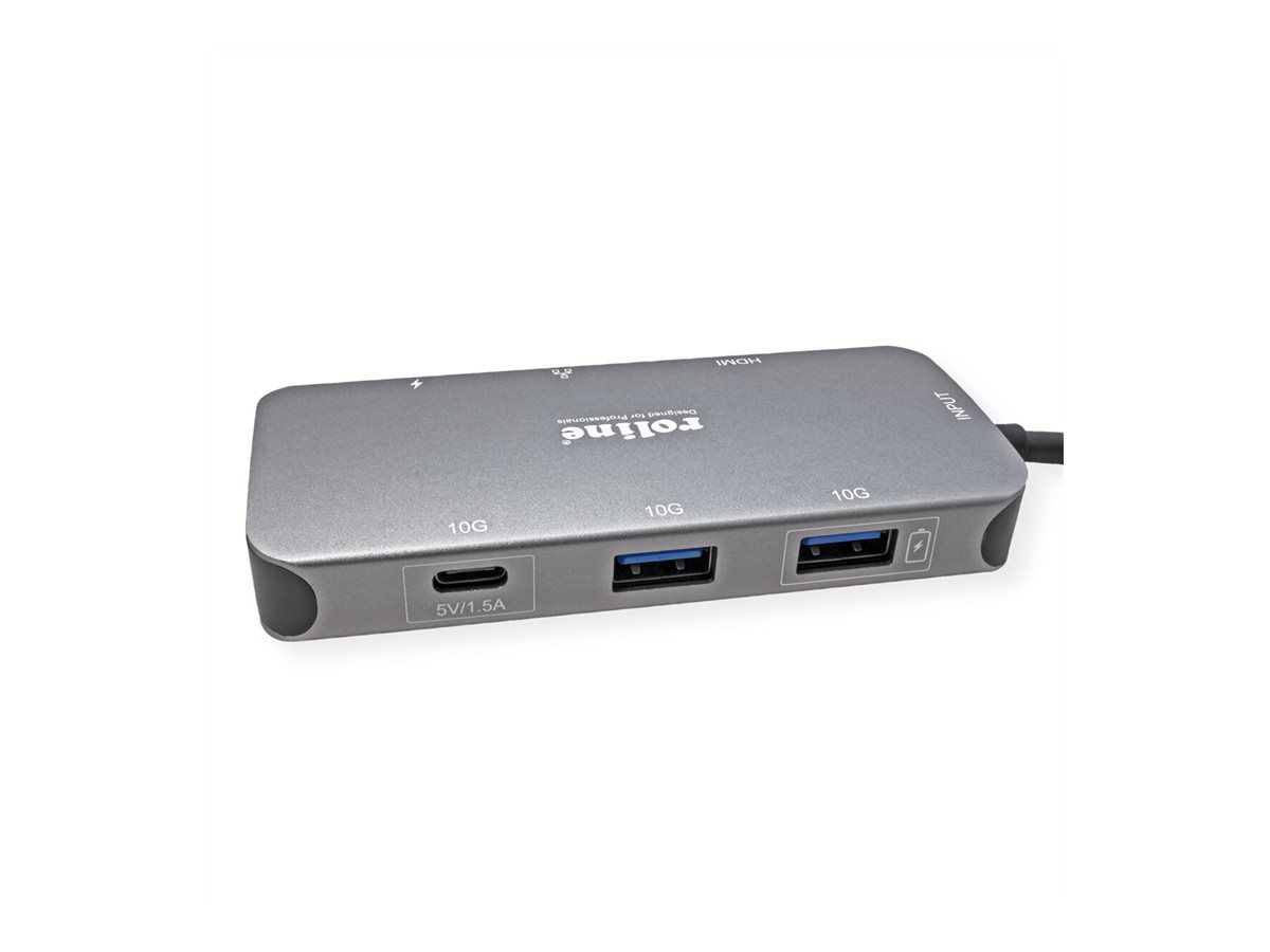 ROLINE USB 3.2 Gen 2 Typ C Multiport Dockingstation, 4K HDMI, LAN