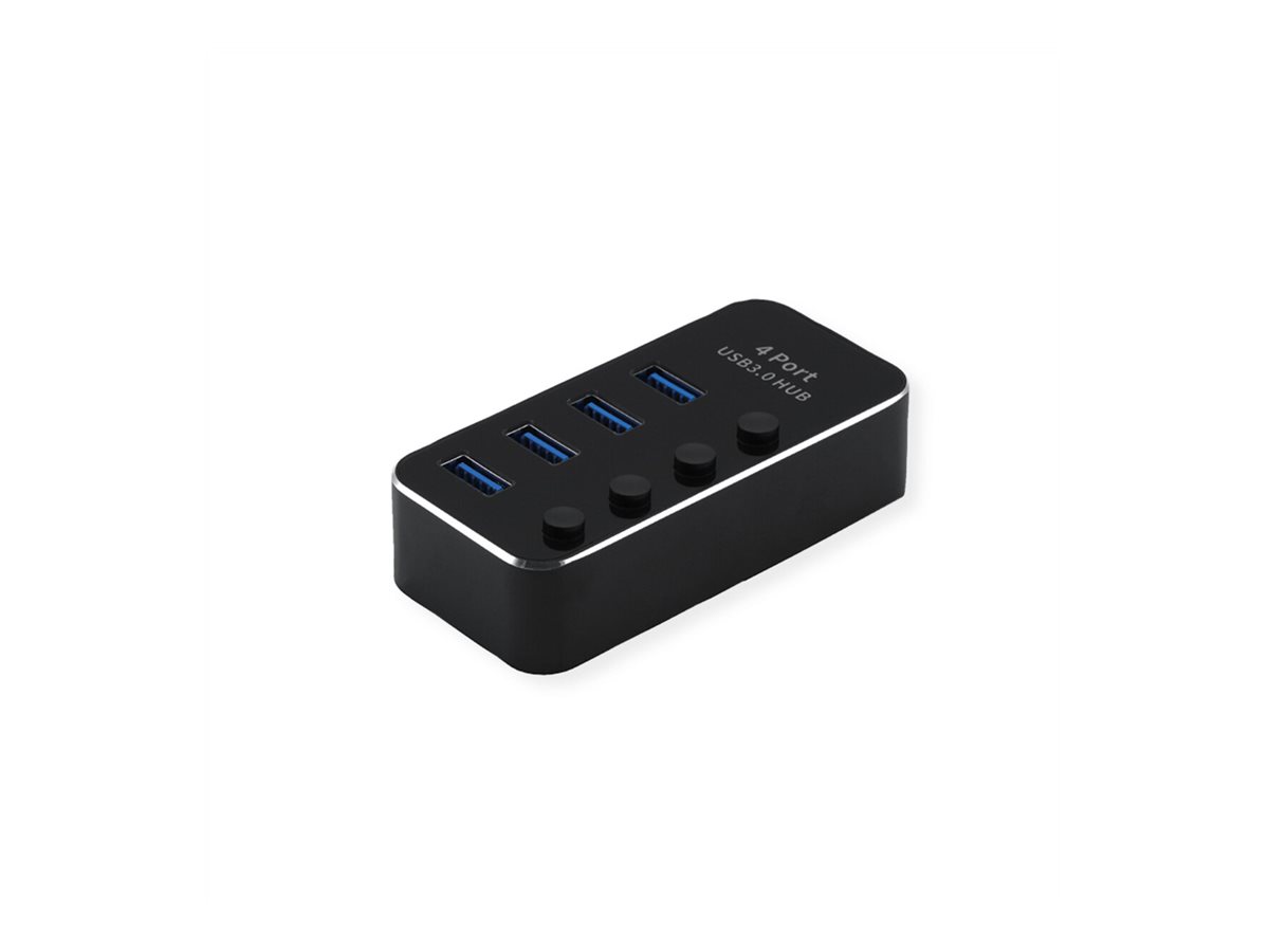 ROLINE USB 3.2 Gen 1 Notebook Hub, 4 Ports, einzeln schaltbar, schwarz