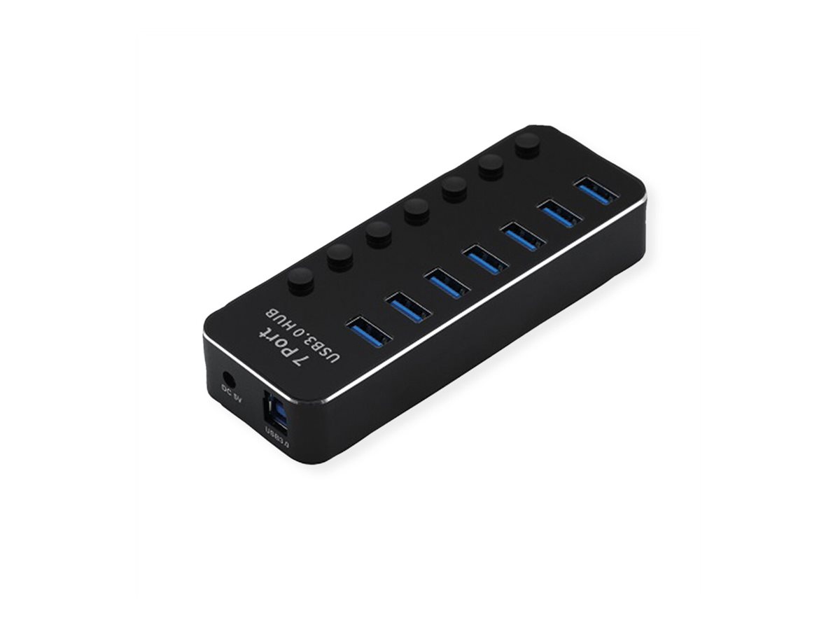 ROLINE USB 3.2 Gen 1 Notebook Hub, 7 Ports, einzeln schaltbar