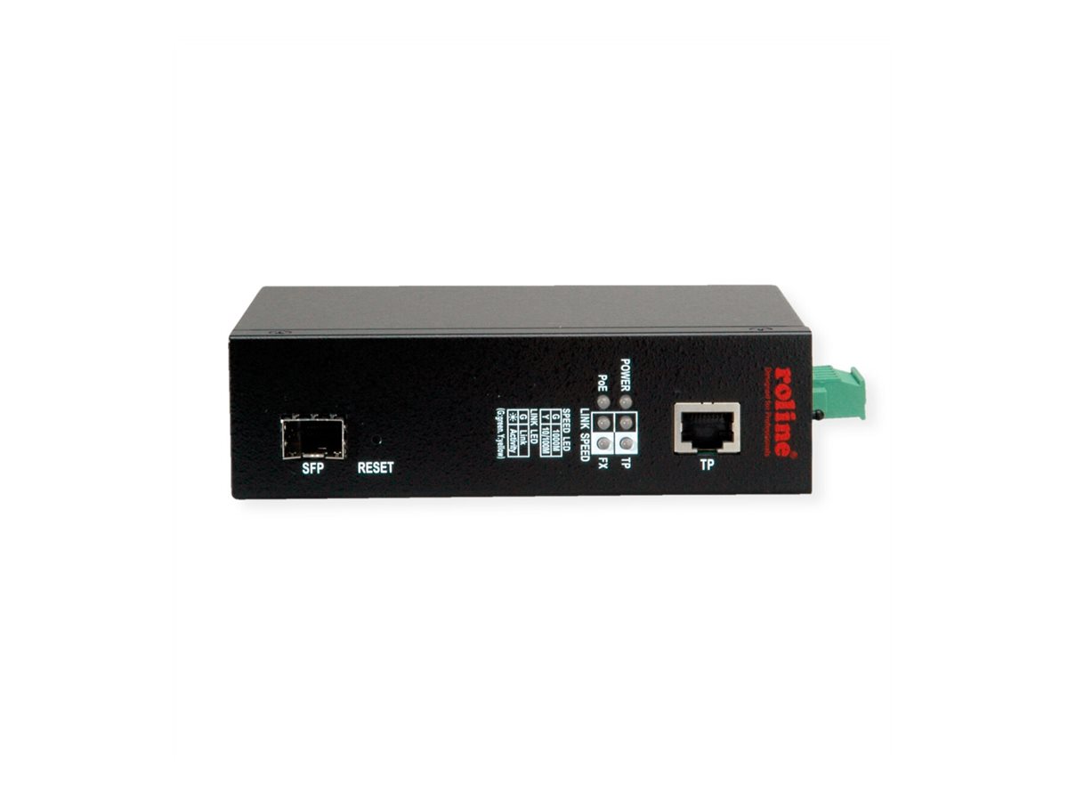 ROLINE Industrie Konverter Gigabit Ethernet - Dual Speed 100/1000 Fiber, mit PoE Funktion